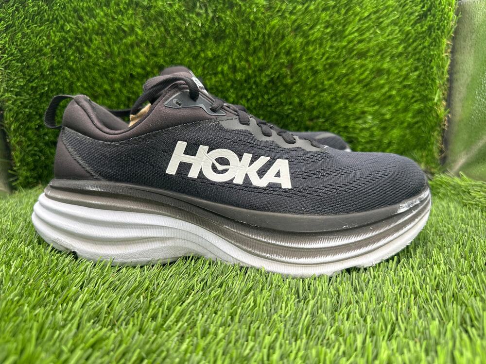 Hoka One One Bondi 8 1127954-BWHT Athletic Sneaker Womens 7.5D Black Mesh Sports